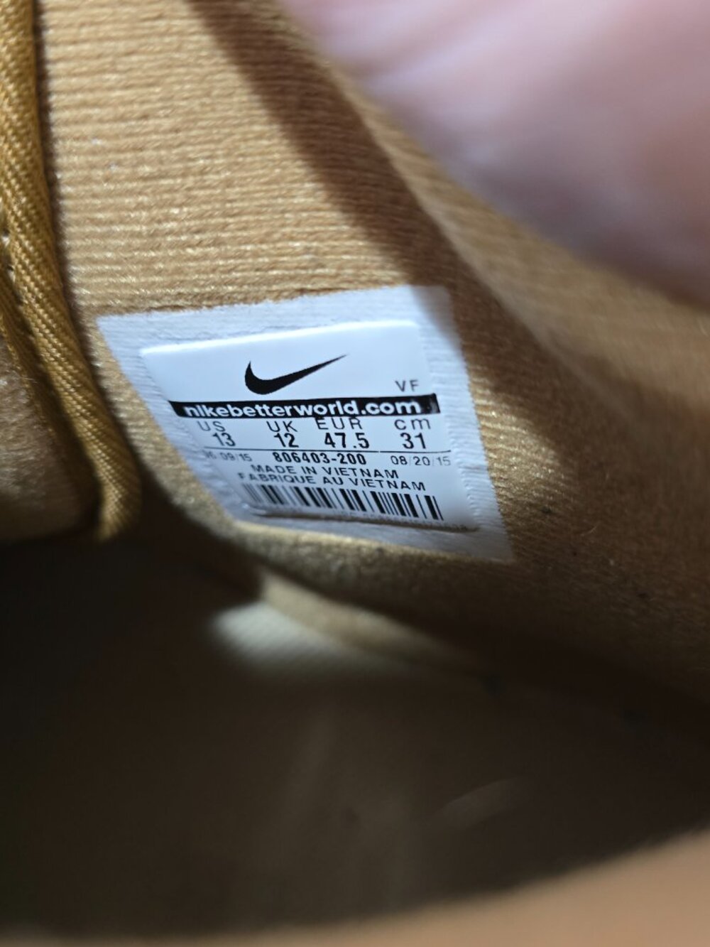 Nike Air Force 1 High 07 LV8 Wheat Flax 806403-200 2015 Men’s Size 13 - Picture 7 of 8